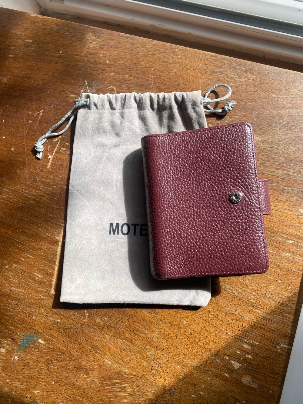 Moterm Burgundy Pebbled Leather Snap Wallet